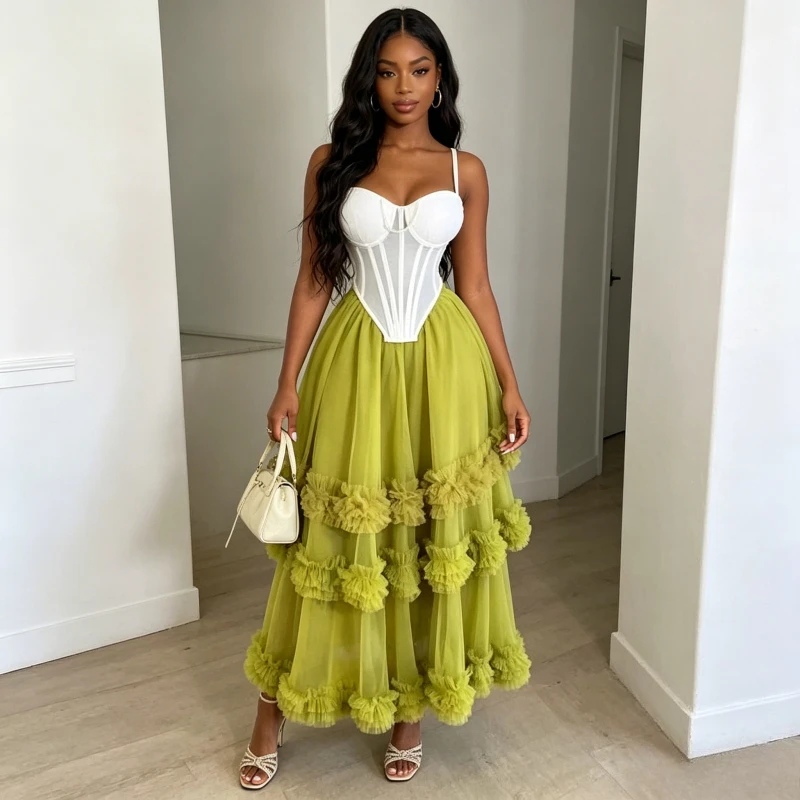 

Women Two Piece Sets Skirt Set Sleeveless Sling Tops Cake Skirts A Line Elasitc Waist Y2k Streetwear Elegant Party Night Spring