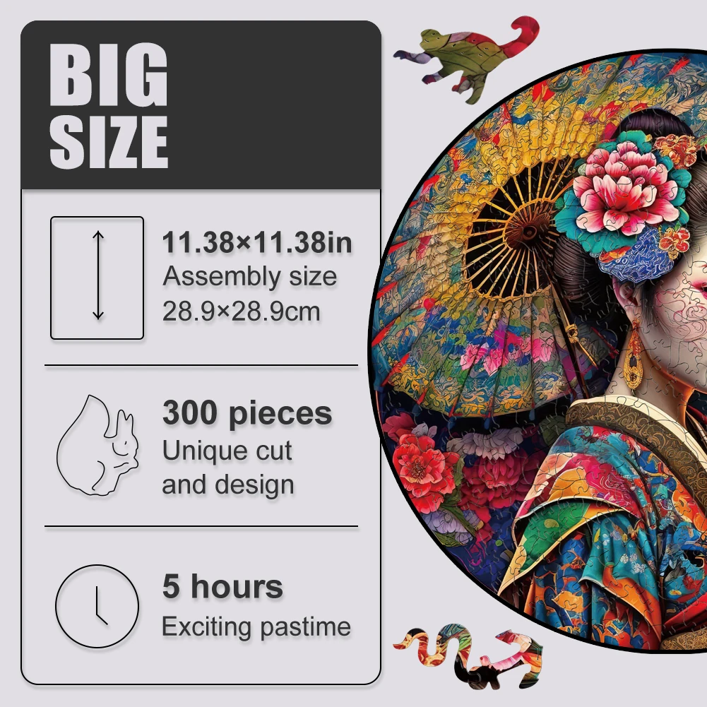 Wooden puzzle Mandala Geisha Girls Toys Japan Geisha 3D Wood Jigsaw Puzzles Color Sorting Game Brain Teaser Secret Puzzle Boxes