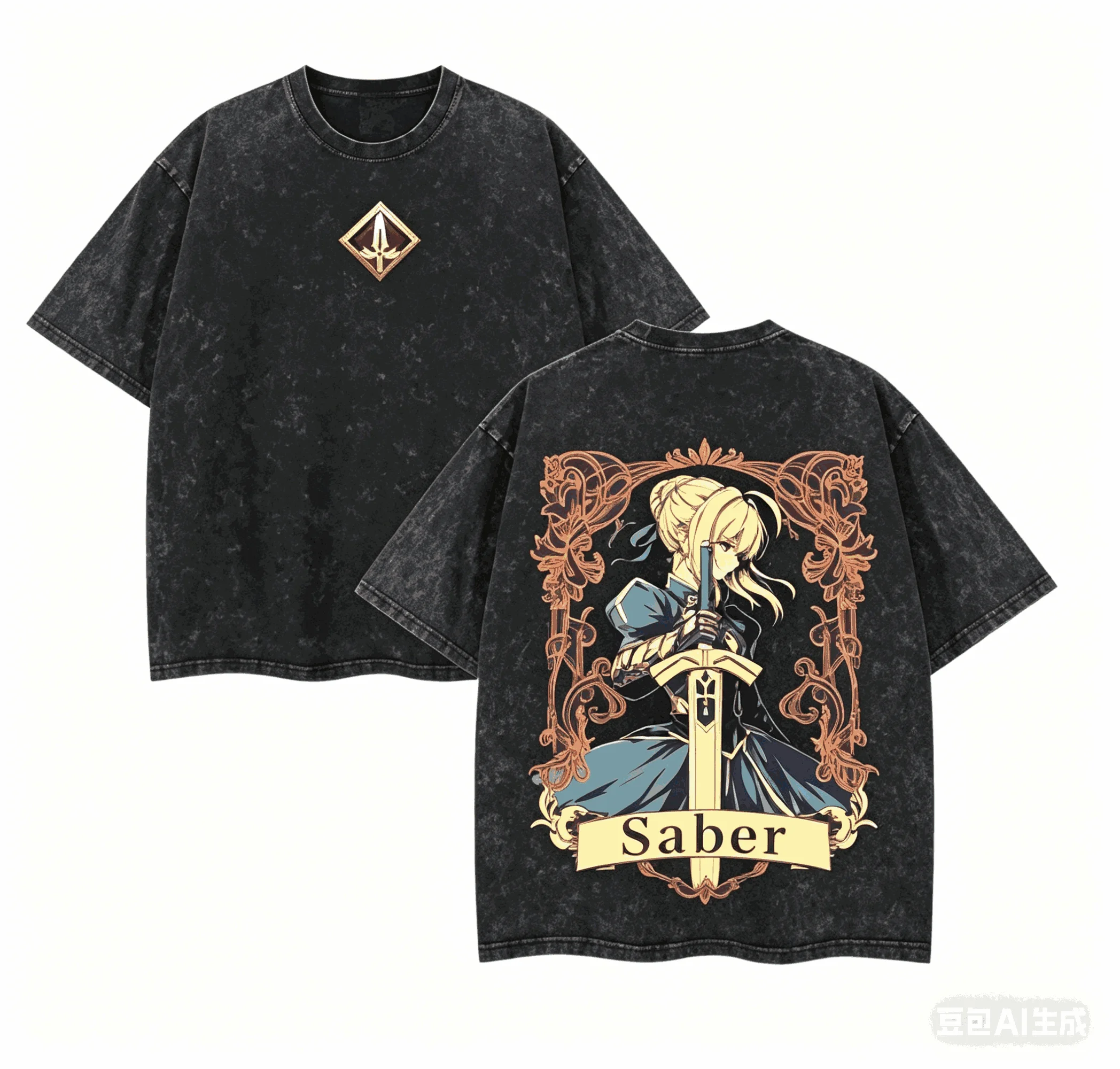 Fate Stay Night Washed T Shirt 2026 New Model Personality Clothes Shirt Year Round Clothing Streetwear Trendy Vintage Breathable