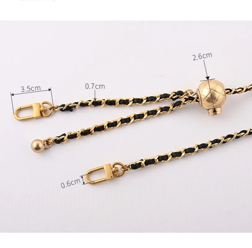 35-135cm Genuine Leather+Metal Chain Shoulder Bag Strap for Women Fashion Bag Crossbody Bag Lady Leather Strap for Handbag