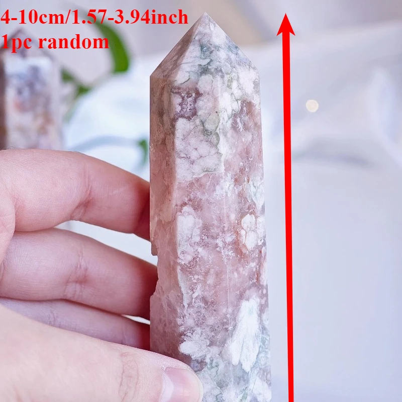 1pc Unique Cherry Blossom Agate Pillar, Decorative stone, Boho Style for Home Decor, Ideal for Christmas, Halloween