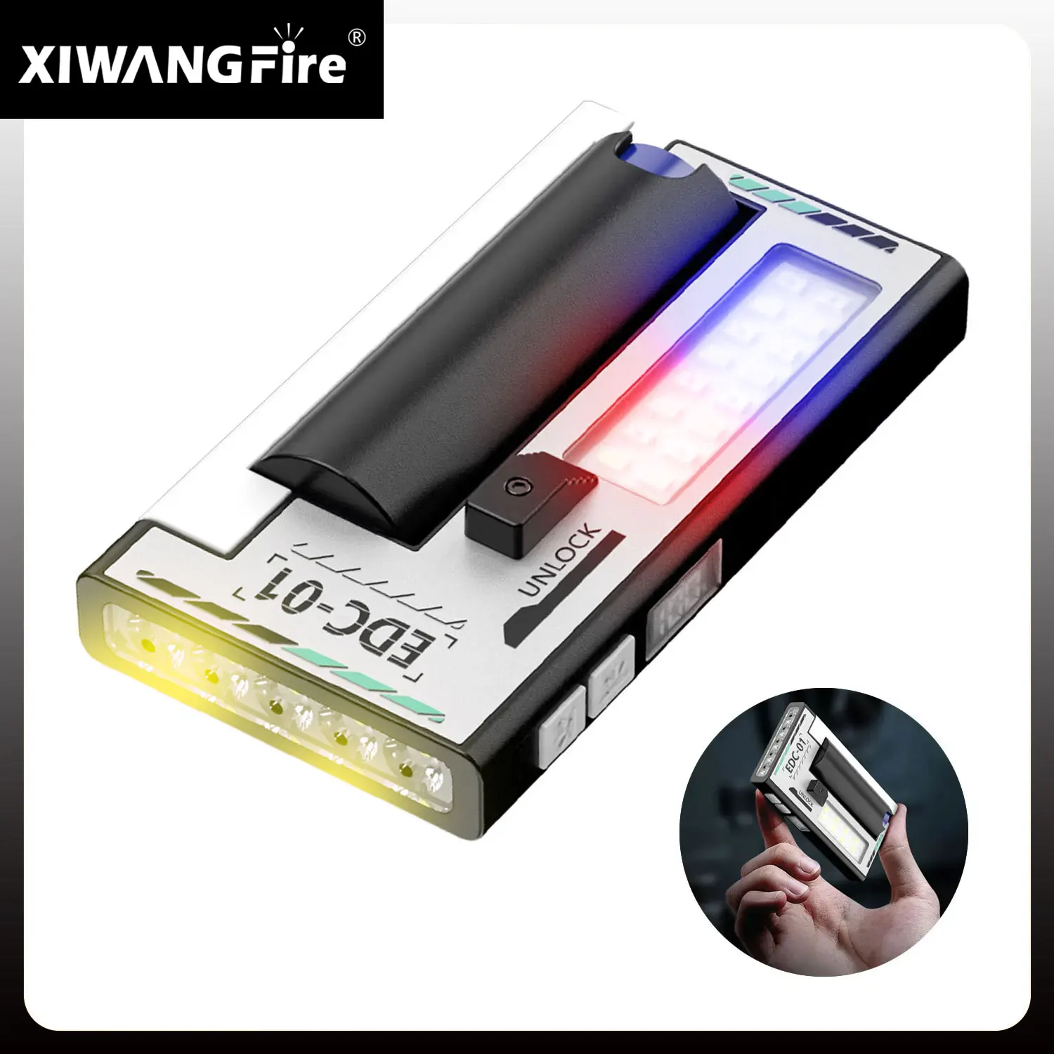 مصباح LED محمول فائق السطوع COB مصدر ضوء مزدوج EDC ضوء عمل 6 أوضاع مصباح طوارئ مغناطيسي قابل لإعادة الشحن مع شاشة رقمية #1