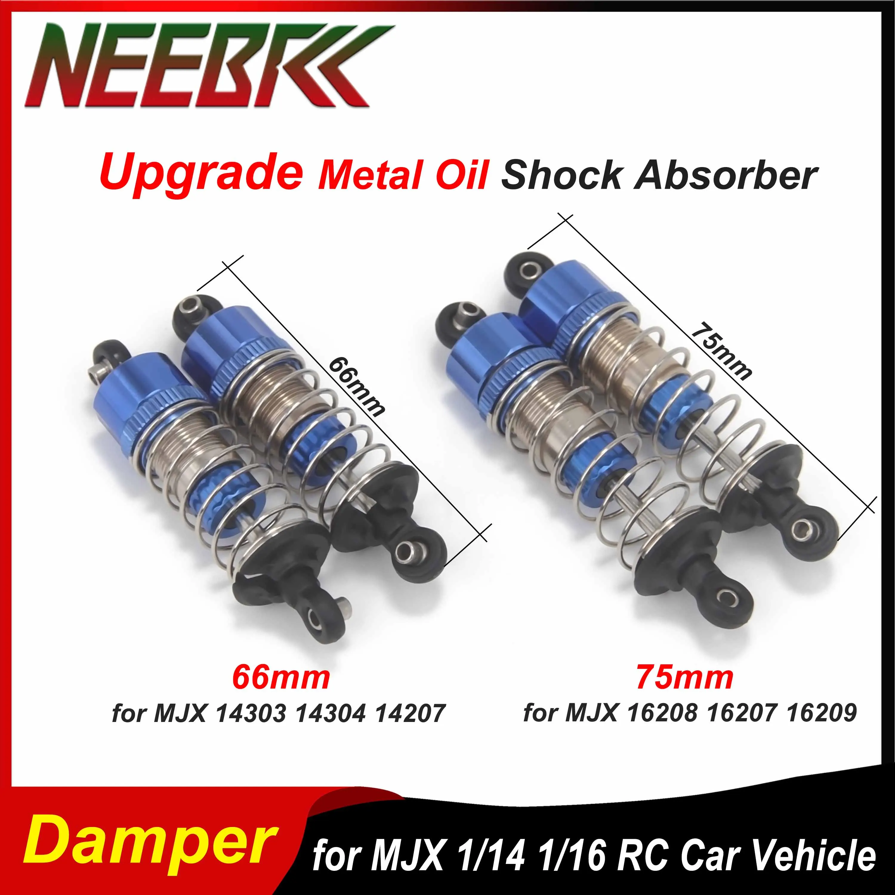 

MJX 1/14 1/16 RC Car Shock Absorber 66/75mm Metal Oil Damper for MJX 14303 14304 14207 16208 16207 16209 RC Vehicle Upgrade Part