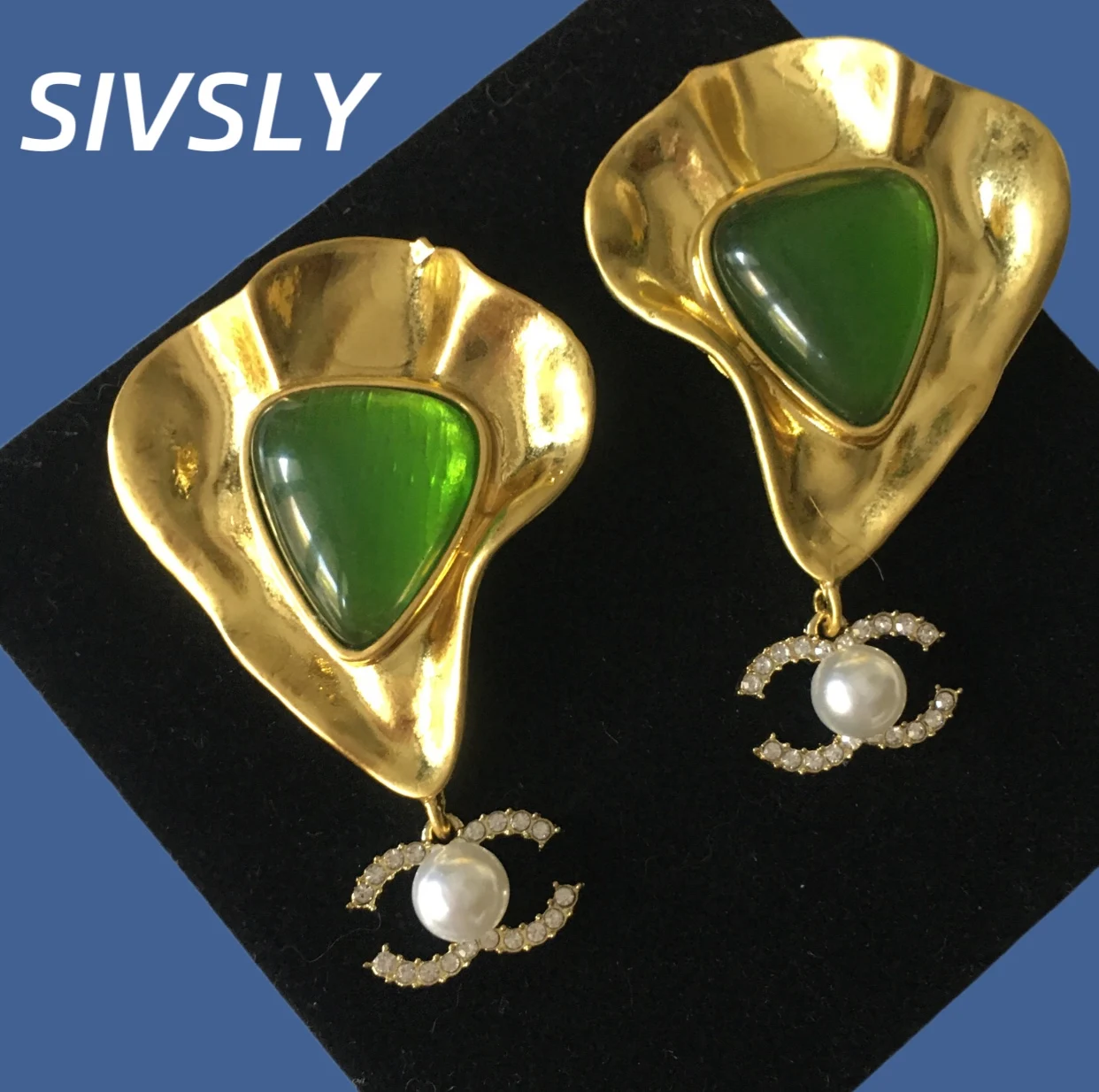 

4*6.5cmPopular French retro temperament luxurious design sense geometric shape pendant earrings fashionable queen style earring