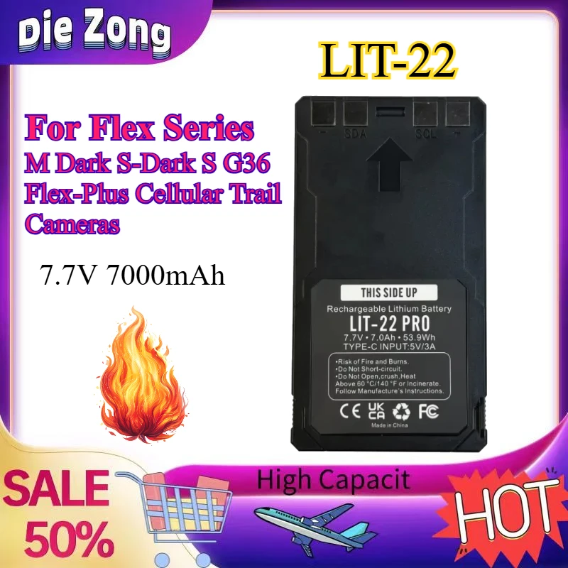 Batería Digital LIT-22 SPYPOINT de Alta Capacidad de 7000mAh y 7.7V para Cámaras de Seguimiento Celulares Flex Series M Dark S-Dark S G36 Flex-Plus