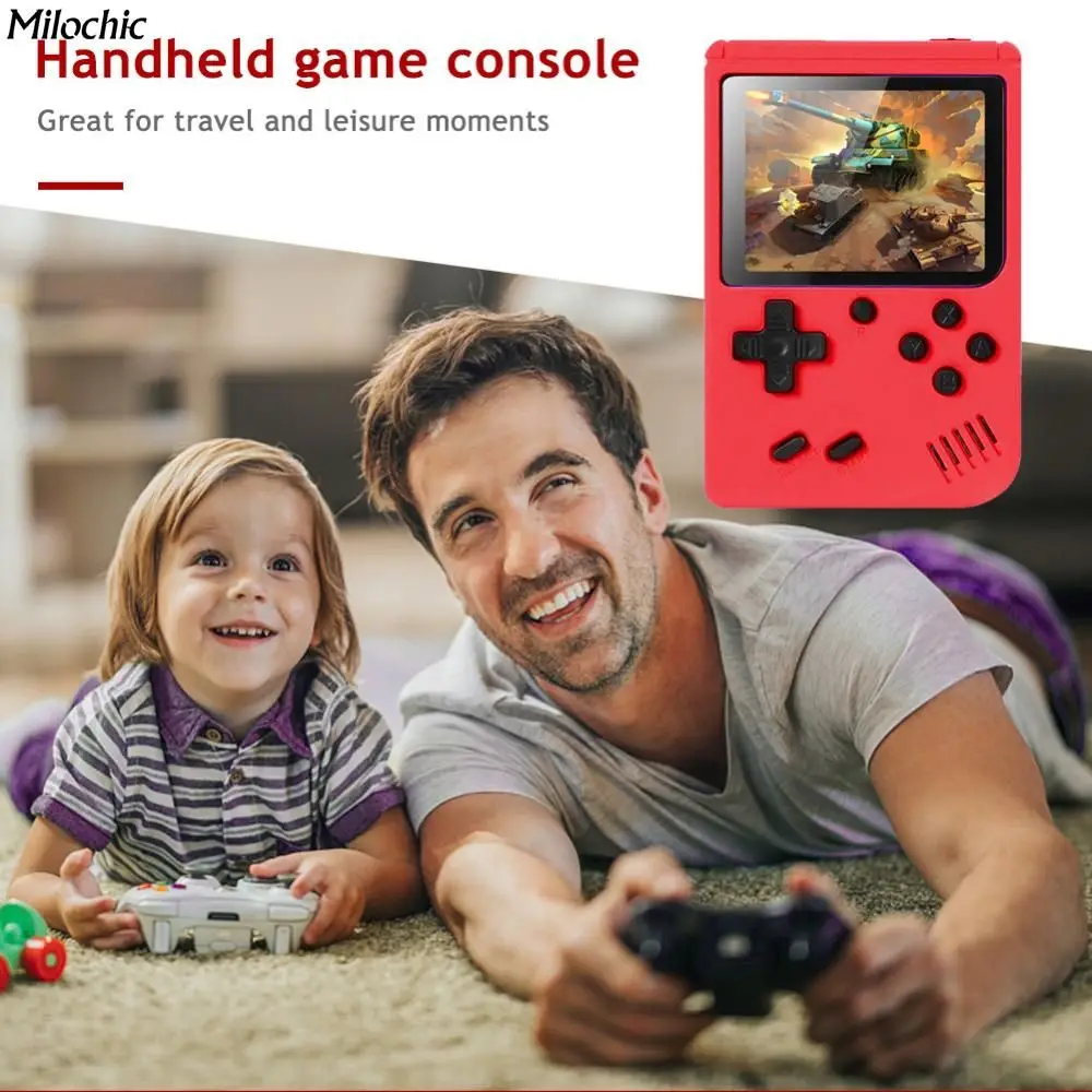 Konsol Video Game Genggam Retro Bawaan 500 Pengendali Game Genggam 8-Bit 3.0 Inci Layar LCD Output AV Pegangan Pemutar Video