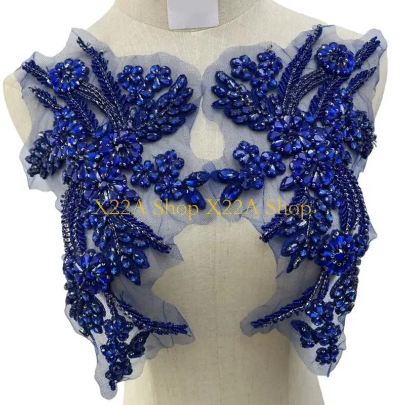 Unique Blingbling Rhinestones Patches Sew on Bannner Repair For Clothing Applique Embroidered Patches Sew On Craft