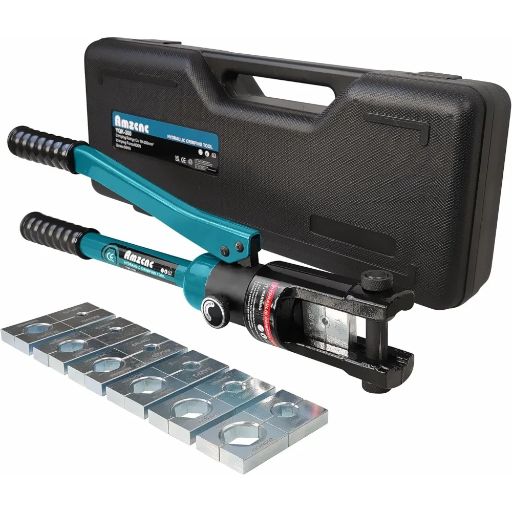 

16 Ton Hydraulic Cable Lug Crimper with 13 Die Sets for AWG to 600 MCM Electrical Terminal Tool Kit