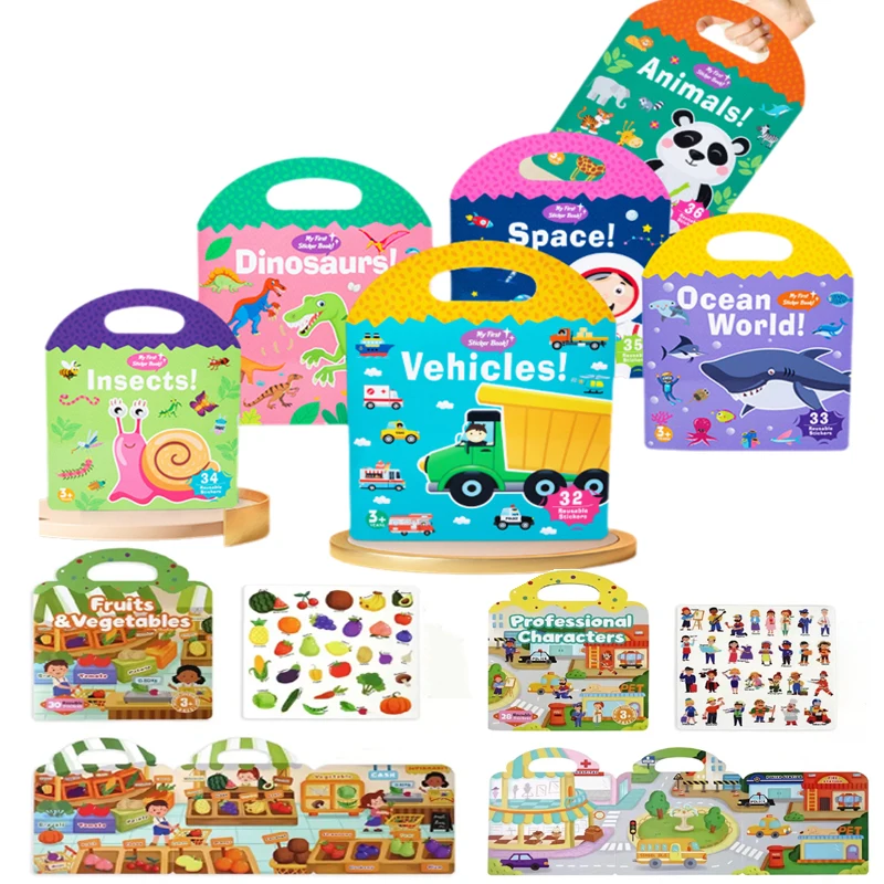 Fun Sticker Book Puzzle Activity Book Cartoon Sticker Book To Enhance Concentration Magnetic Stickers Can Be Repeatedly Pasted