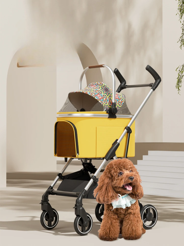 Small and Medium Pet Stroller Dog Pet Cat out Trolley Dog Wheelchair Portable Foldable