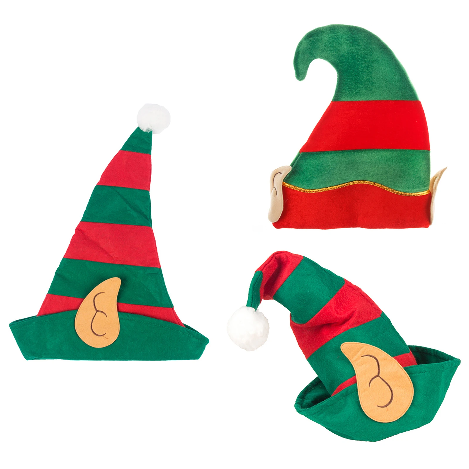 1 قطعة سانتا مساعد عيد الميلاد تأثيري قزم مهرج قبعة مزينة مع آذان مرفقة قبعة للجنسين عطلة قبعة زينة عيد الميلاد