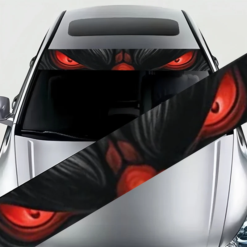 

Цельная декоративная полоса в стиле панк с черными волосами, красными глазами, волшебными глазами, отличная производительность, уникальный дизайн, наклейка на переднее лобовое стекло