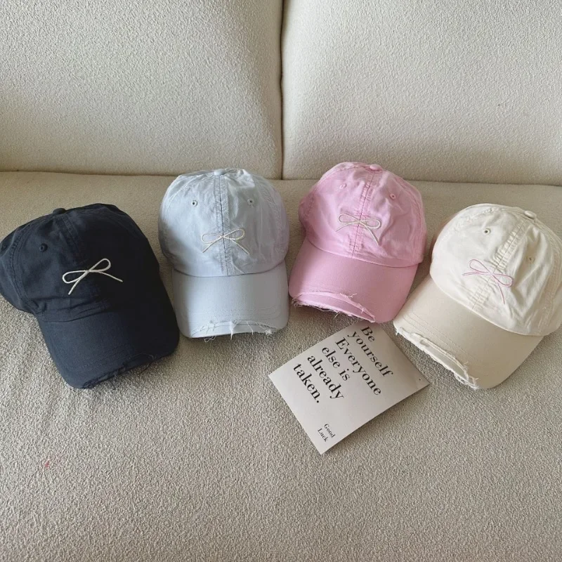 

Милая жаккардовая бейсболка с бантом для детей, желейный цвет, модная солнцезащитная кепка, весенне-летняя модная кепка