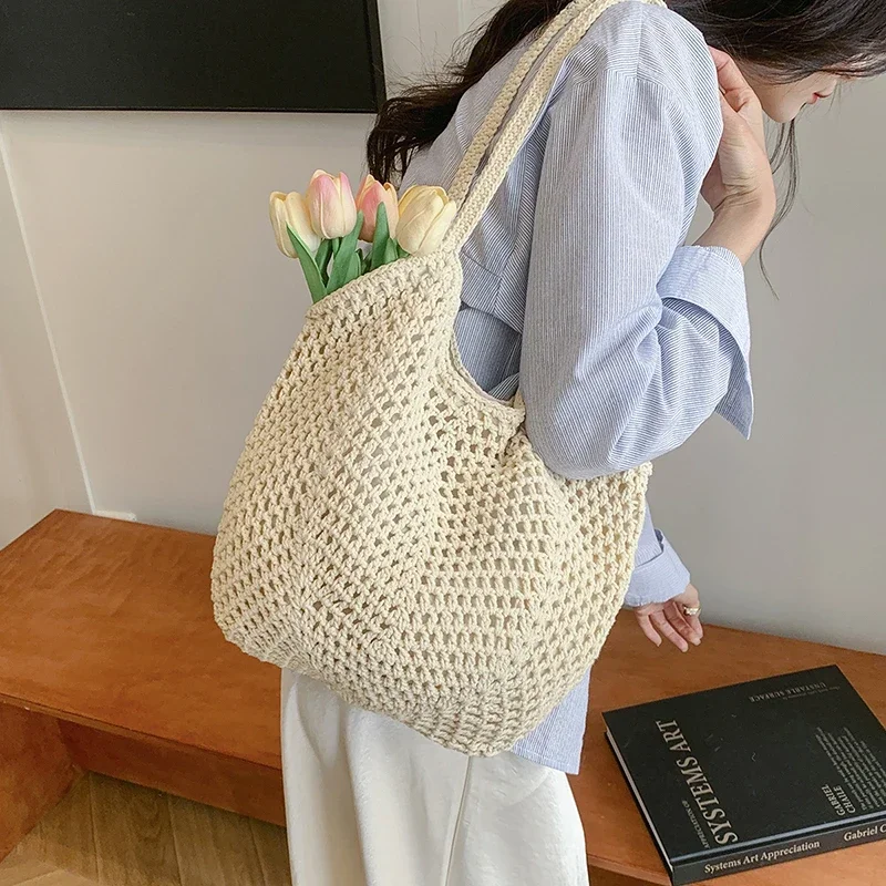 

Casual Woven Tassel Women's Tote Bag 2025 New Shoulder Bag Exquisite Matching Women's Handbag Shopping Bag Bolsas De Mujer