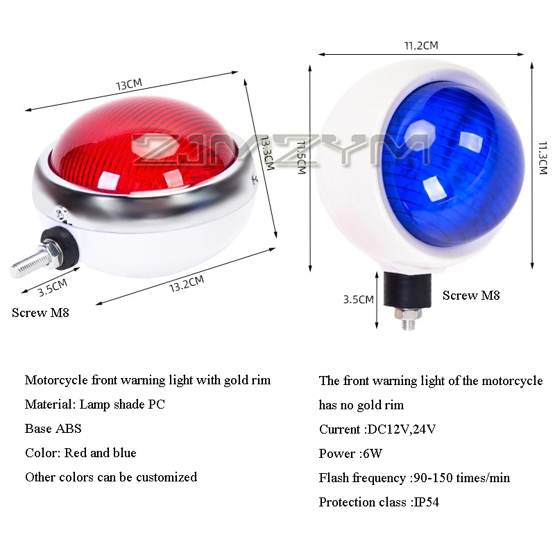 12V Strobe Police Lights LED Red Blue Beacon Patrol Motorcycle Stroboscopes Lights Round Flashing Lights Accessories Parts