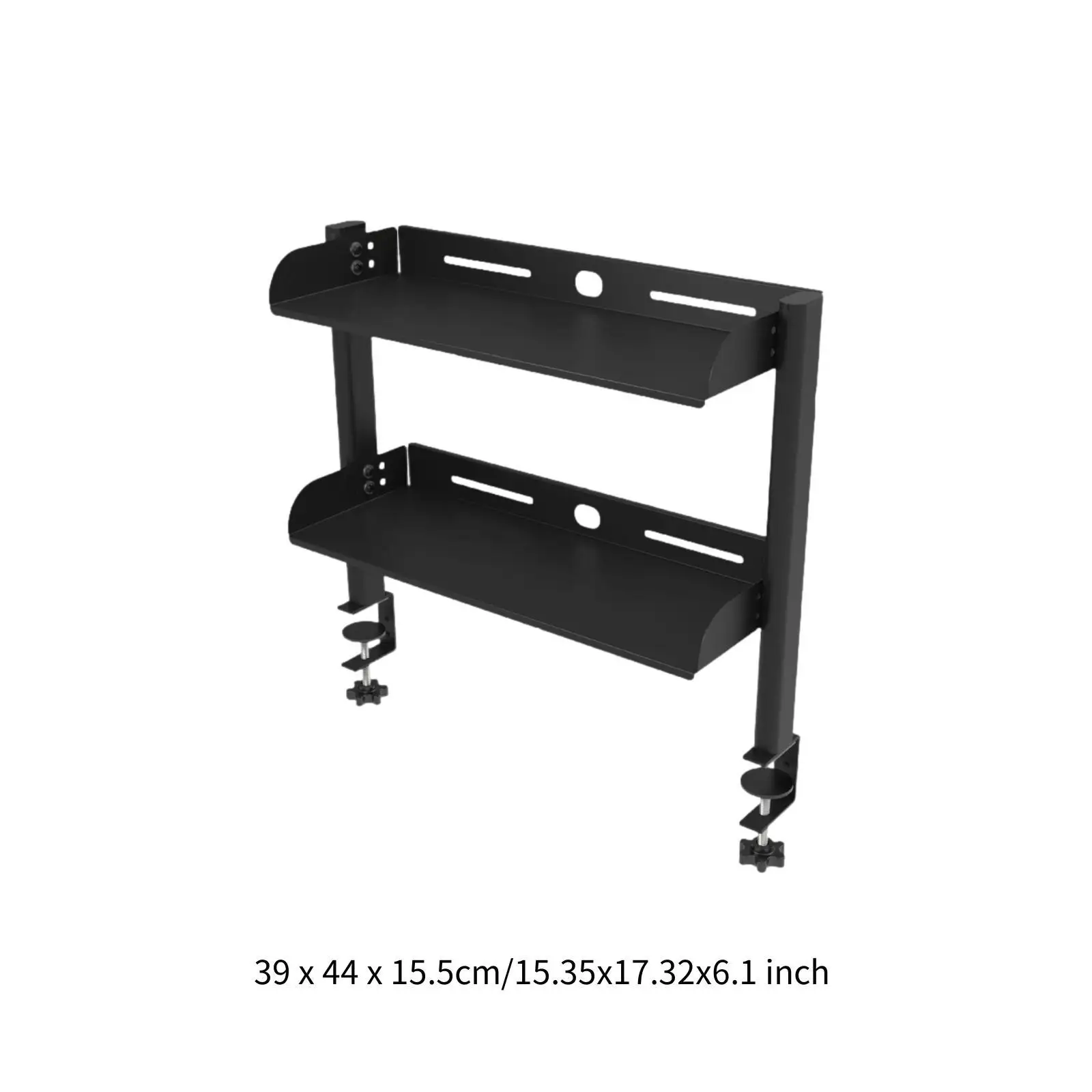 Desktop Storage Shelf Under Desk Mount Carbon Steel Clamp on Organizer for Gaming Devices Office Supplies Cosmetics Jewelry