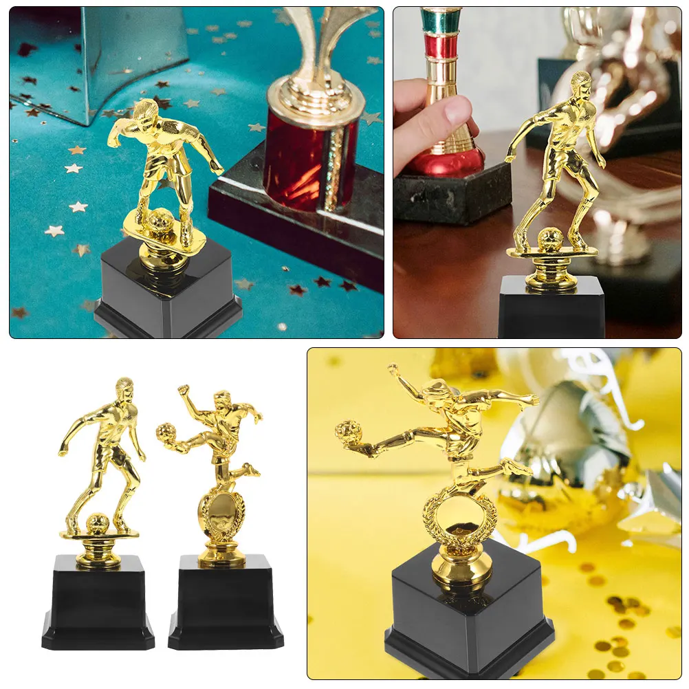 

2pcs Mini Plastic Soccer Trophies Football Awards Gold Trophy Cups Participation Winner Cups Party Favors Sports Event