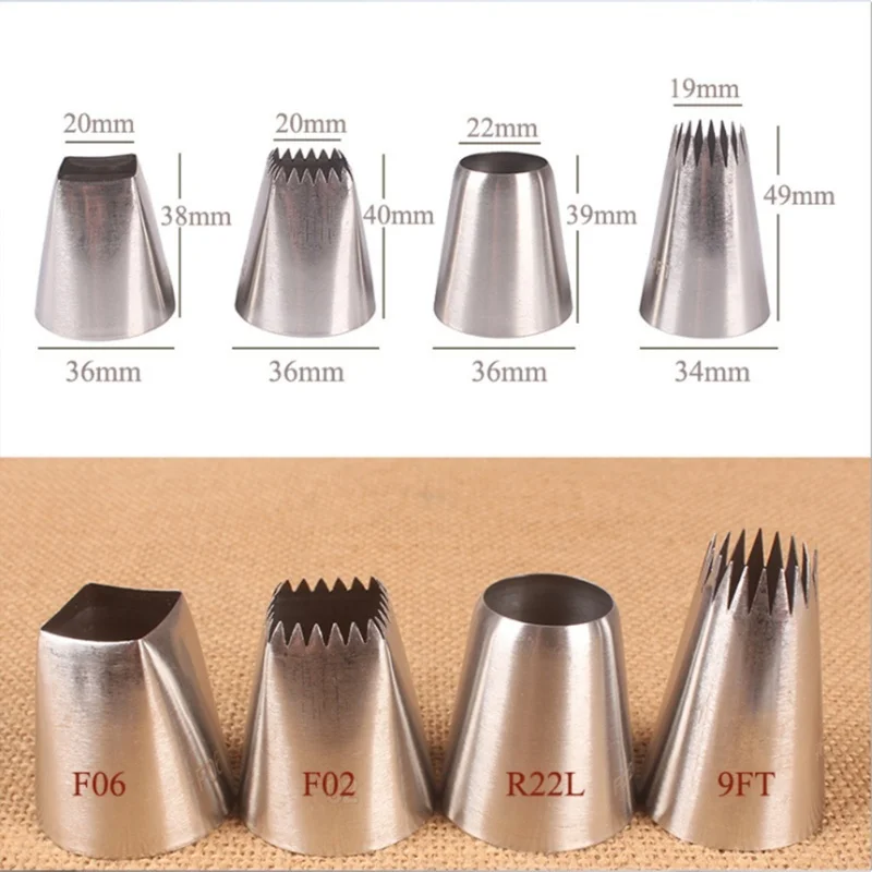 4PCS Cake Decorated Nozzle Set Stainless Steel Piping Nozzle DIY Cake Decorating Tips