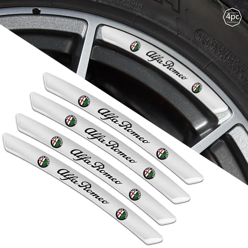 4 Piezas de Adhesivos Decorativos para Ruedas de Coche, Adhesivos de Aluminio para Alfa Romeo Giulia Stelvio Brera 147 156 159 166 Giulietta Mito Tonale