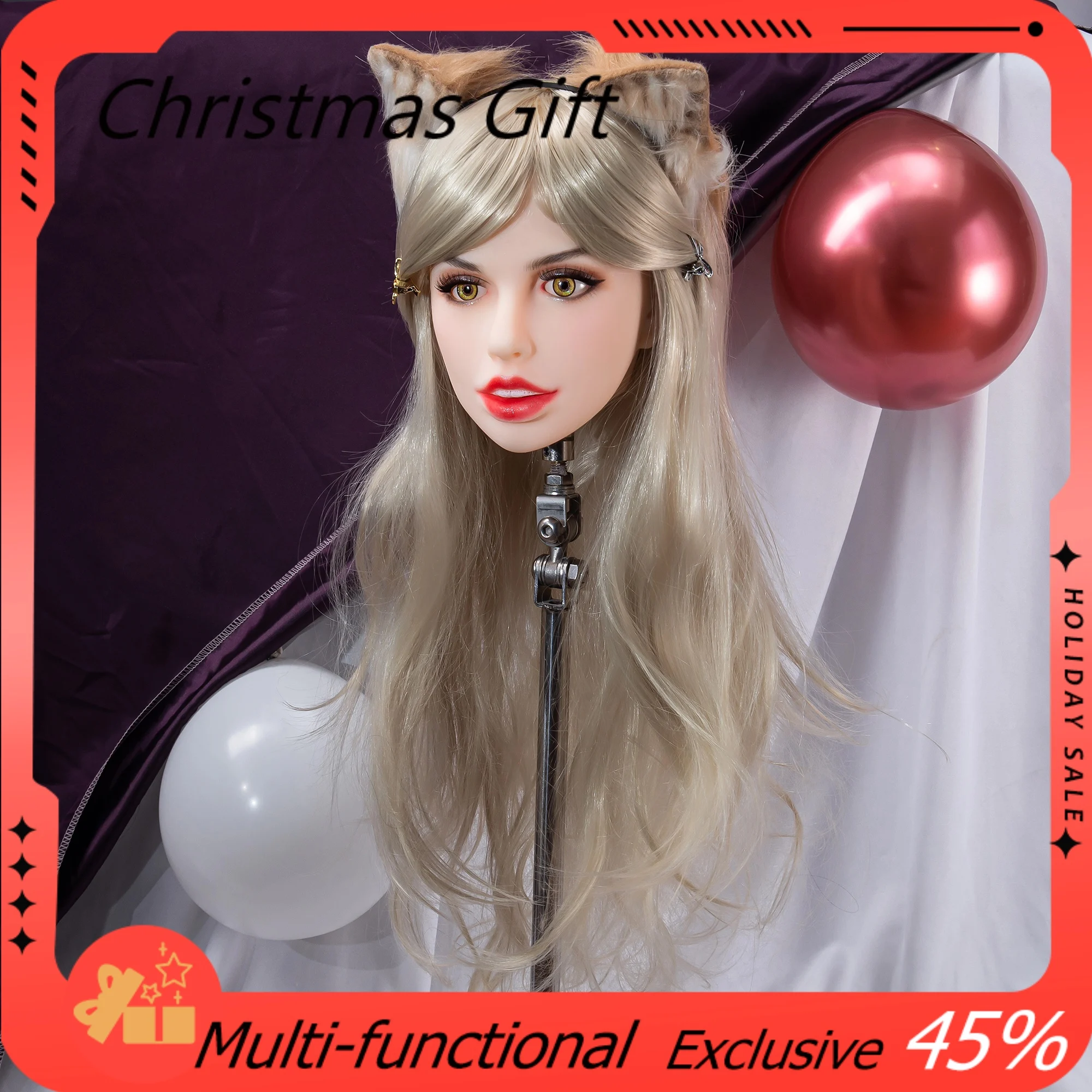 

M16 Unisex adult human head model with screw interface, matching wig and pupil