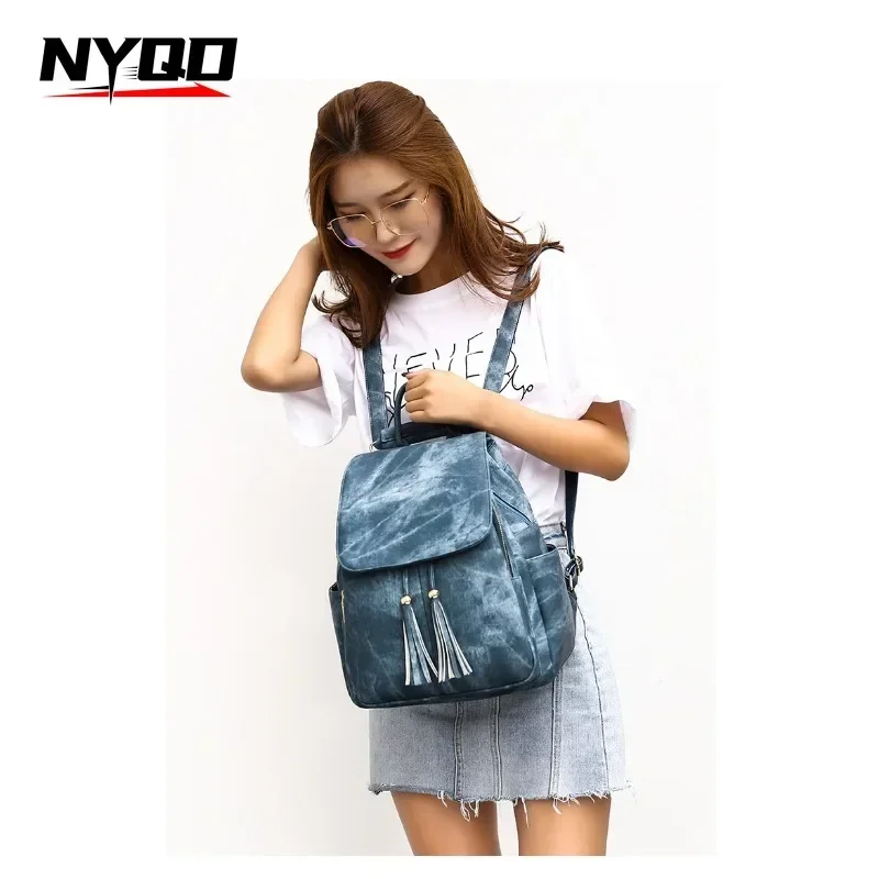 New Fashion Backpack Wallet Women's Zipper Magnetic Flap Backpack Casual 5 Colors Vegan Leather Shoulder Bag Backpack Women