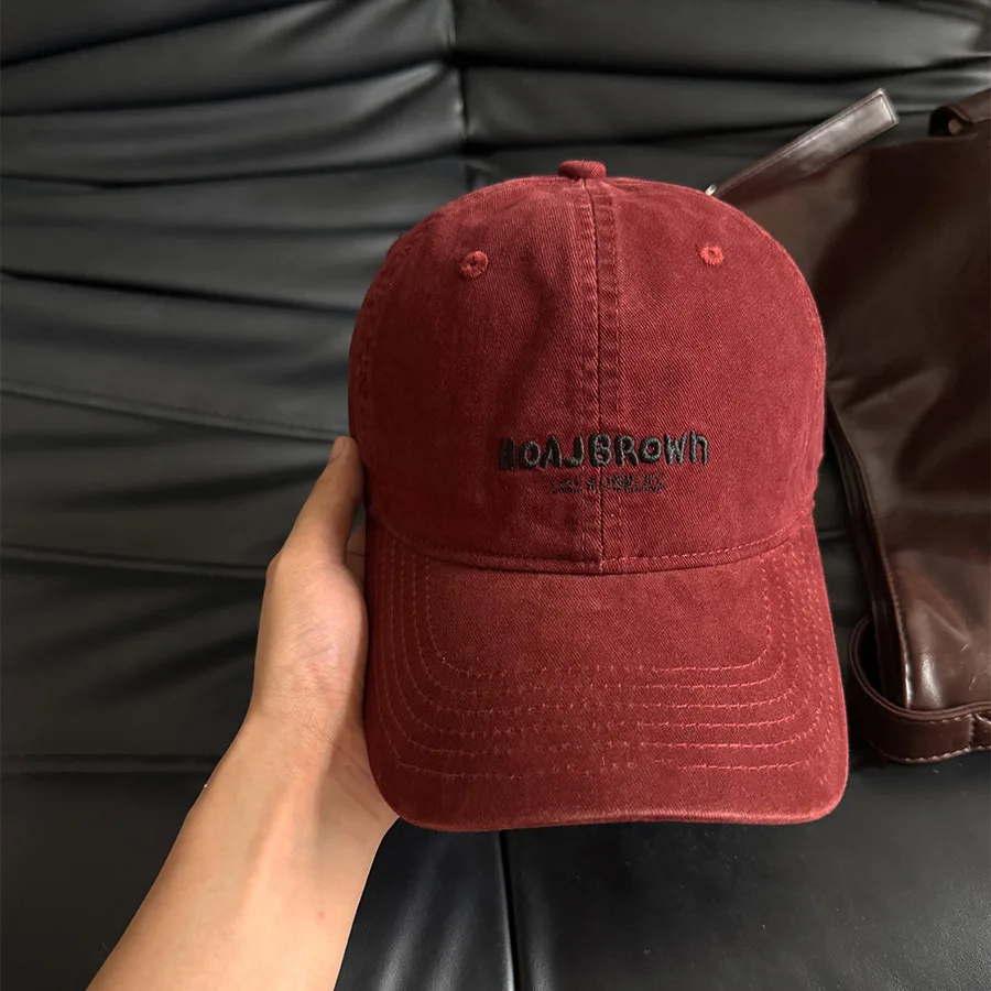 Letter Washed Baseball Cap, Trendy Soft Top Face Slim Street Peaked Hat for Students Unisex