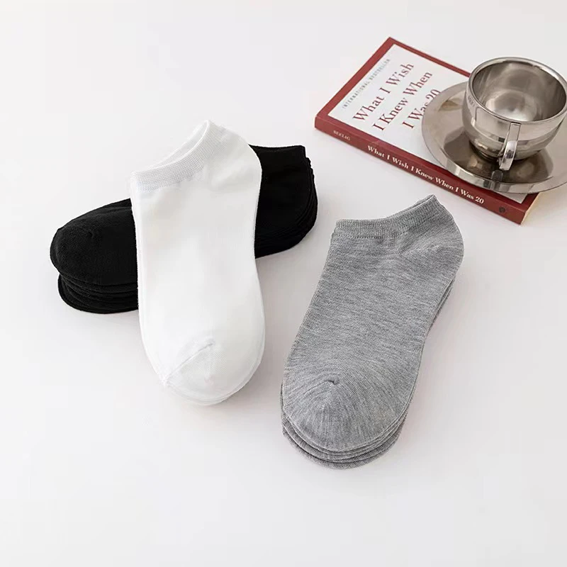 12 Pairs Men's Boat Socks Breathability Sweat Absorption Sports Business Socks Leisure Solid Color Men's Low Tube Floor Socks