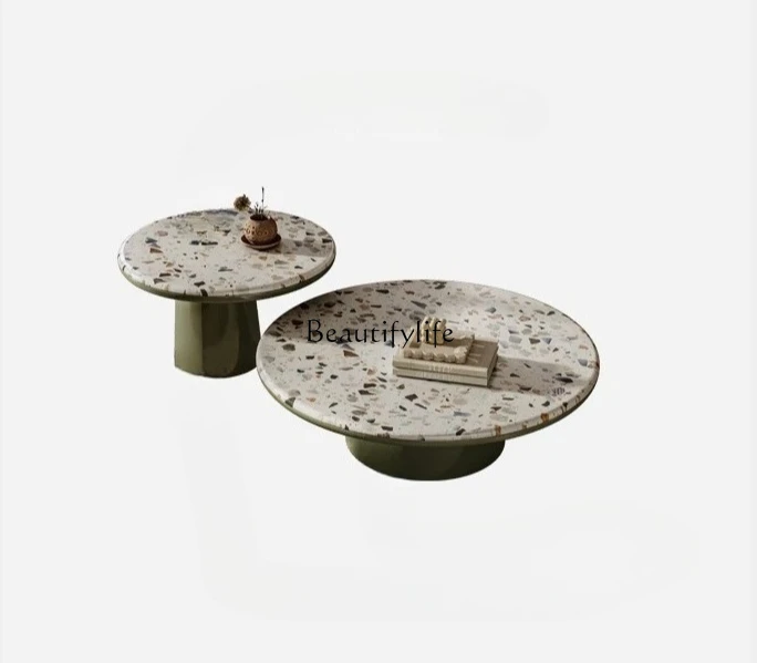 

Italian minimalist coffee table combination terrazzo size round coffee table simple small apartment tea table