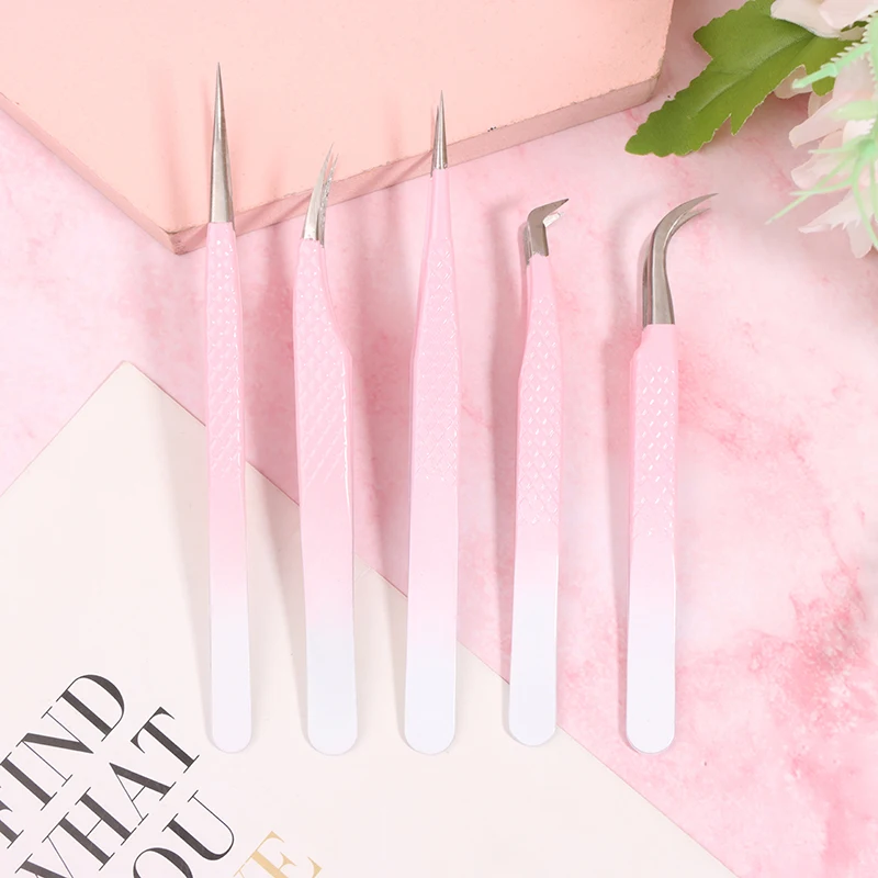 Eyelash Extension Fiber Tip Tweezers Fish Pattern Gradient Stainless Steel Professional High Precision Tweezer For Volume Fans