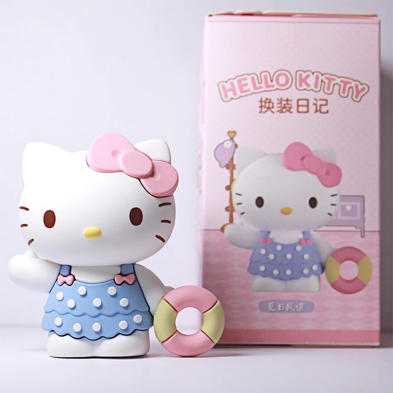 Autentyczna figurka Sanrio Hello Kitty w szkatułce niespodziance - seria Diary Dress-Up, styl "Sweet Companion", urocza figurka kolekcjonerska, ozdoba.