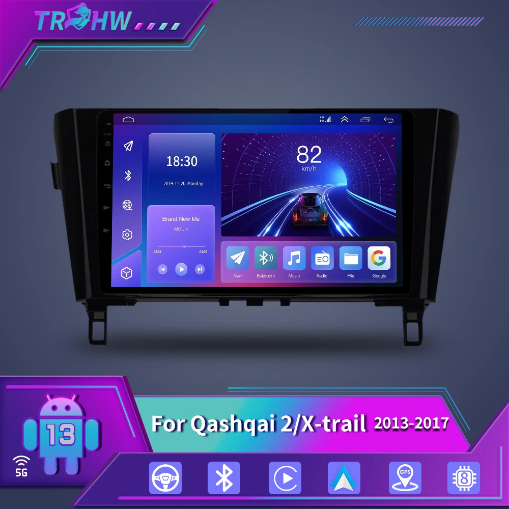 

For Nissan Qashqai J11 X-Trail 3 T32 2013-2017 Car Multimedia Video Player Navigation CarPlay Android 13 Auto Player GPS 2 din