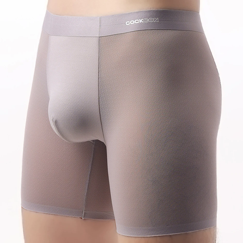 

Sexy Semi-transparent Men's Sports Running Long Leg Boxers Shorts Bulge Pouch Soft Seamless Underwear Lingerie