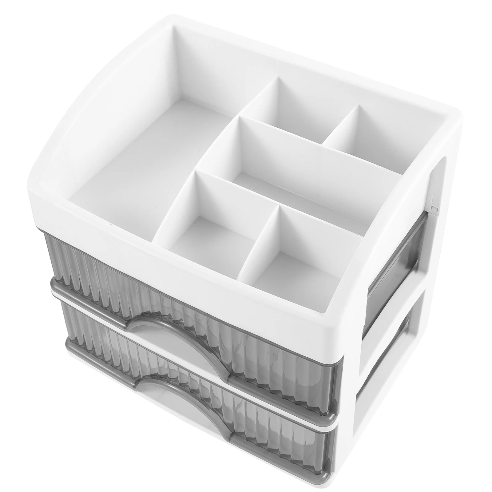 

Transparent Storage Box 2 Layers Gray Crown Size Plastic Drawer Desk Organizer Shelf Storage Containers For Office Use