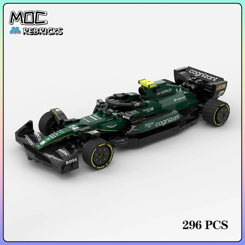 Hot City Serie MOC- 142262   F1 AMR23 Speed Racing Baustein Montieren Modell DIY Ziegel Spielzeug Kit Kinder Weihnachten Geschenke 296PCS