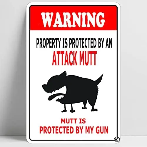 Warning Beware of Mutt Funny Metal Sign Decoration TIN Sign 12'' X 8''