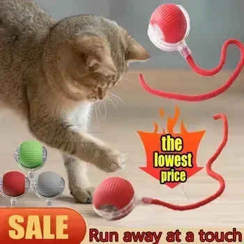 Cat Interactive Ball Toy Automatic Rolling Ball Faux Tail Rechargeable Pet Electric Toy Dog Cat Training Imitate Mouse Plush