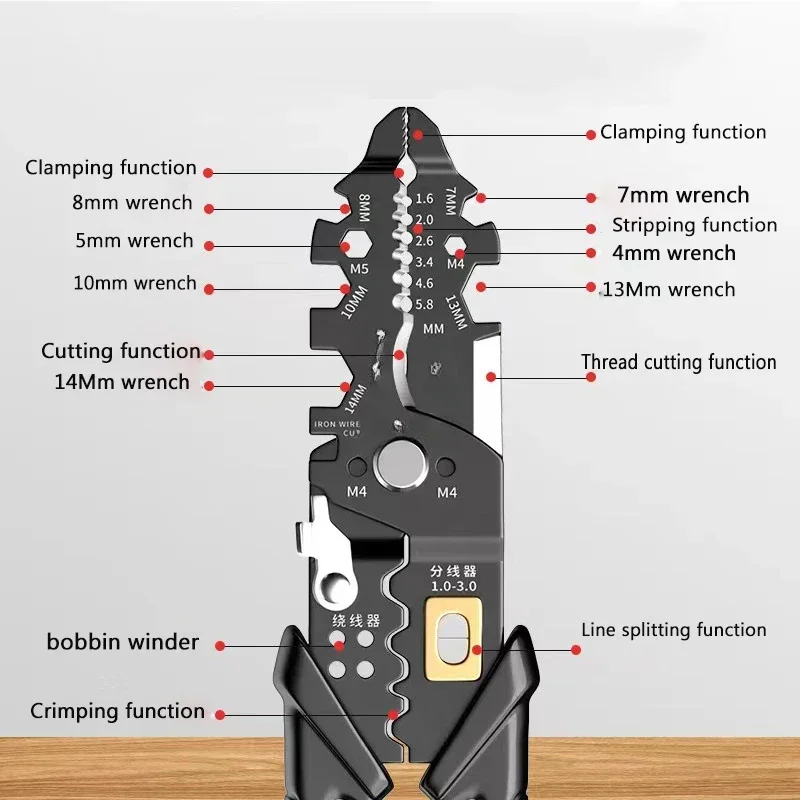 Imagem -03 - Multifuncional Wire Stripper Alicate Eletricista Wire Termin Crimping Tool Cortador de Cabo de Rede Doméstica 25 em Extrator