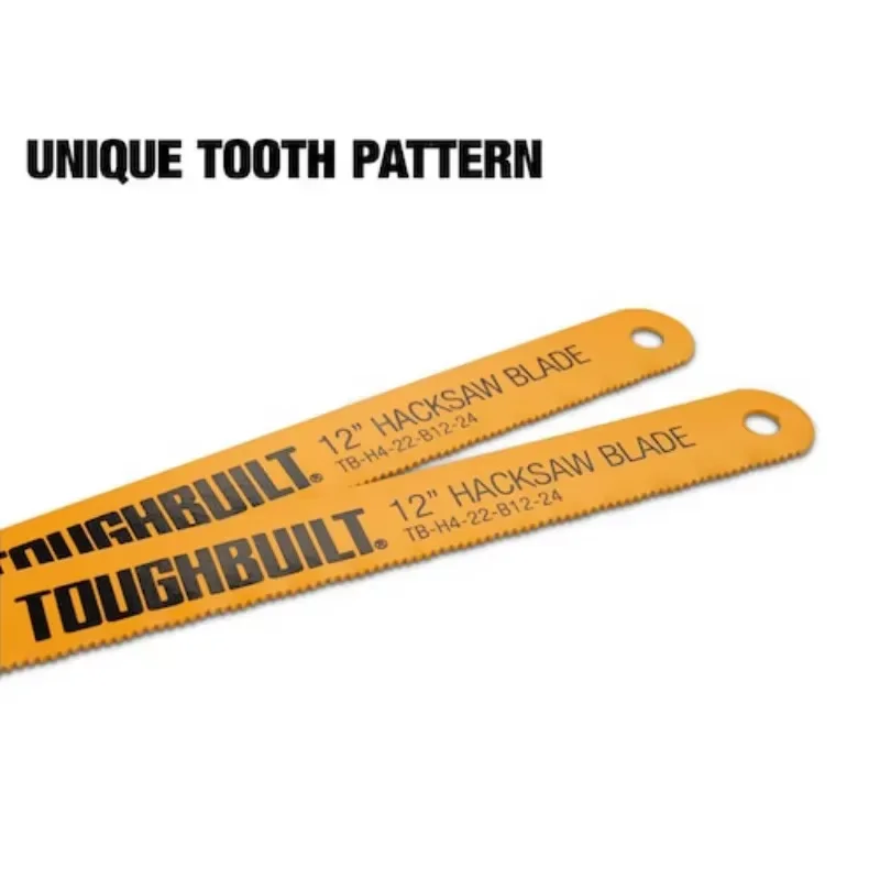 TOUGHBUILT TB-H4S2-22-B12-2 30CM Hacksaw Blades 2Pcs, 24TPI Bimetallic Saw Blades, High Speed Steel Cutting Edge Hand Tool