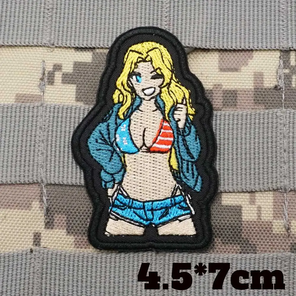 Sexy Girl Military Tactical Embroidered Patches  Armband Backpack Badge with Hook Backing for Clothing