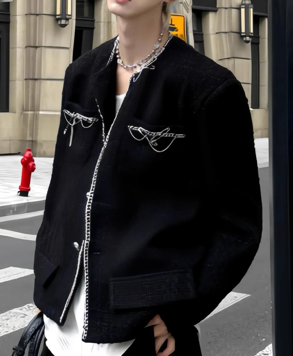 Fashion Metal Pin Design Small Fragrant Tops Men's Jackets 2025 Autumn New Coat Male Long Sleeve Round Neck Stylish Chic Jackets