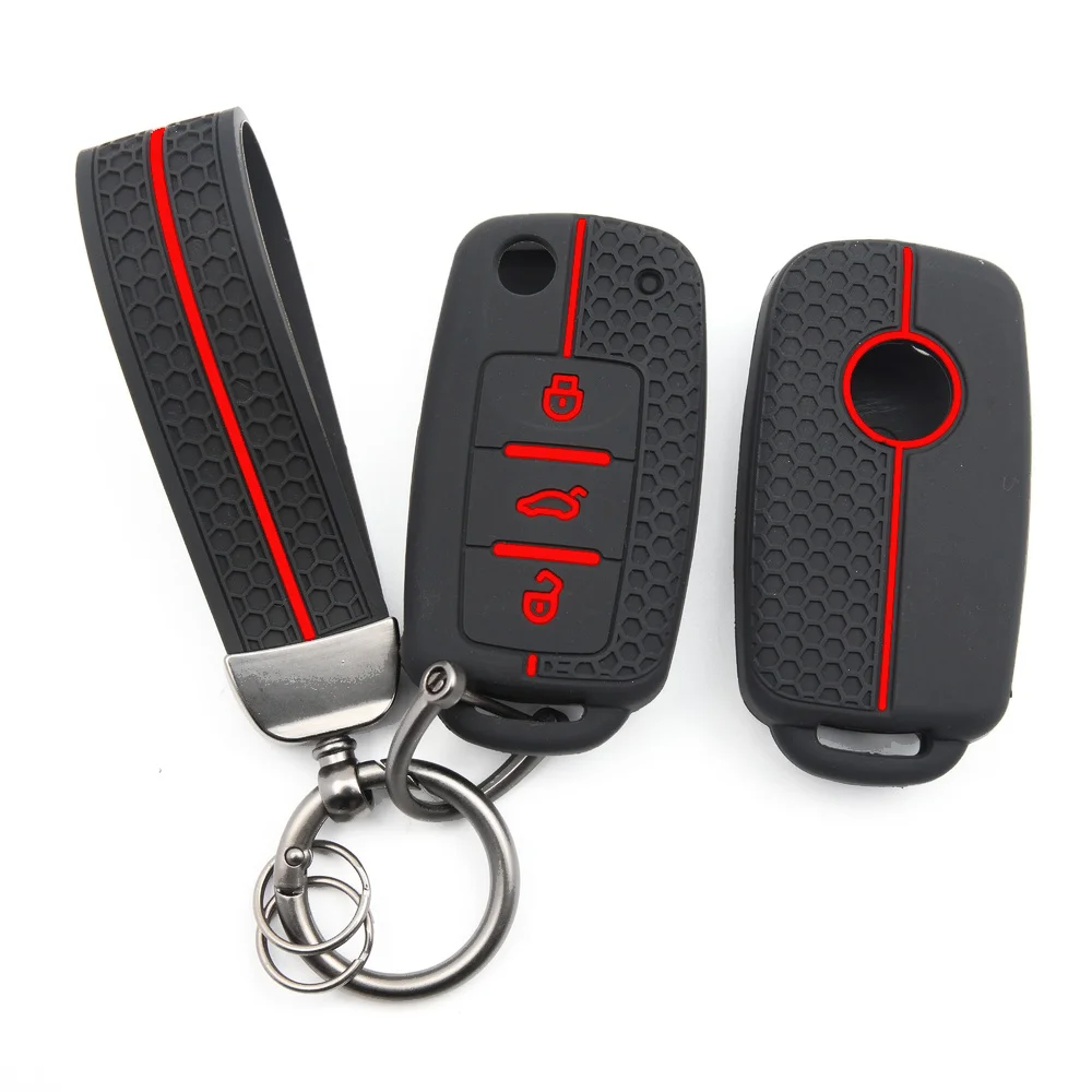 Key Case Cover With Wrist Strap For Volkswagen Golf Passat Tiguan Jetta Magotan Lavida Santana Smooth Finish Perfect Fit Premium