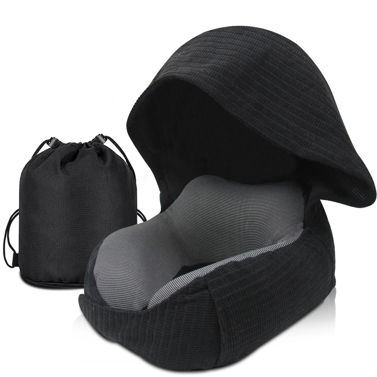 

Leetye Mei Travel Pillow with Hood,Travel Neck Pillows Airplane Memory Foam Sleeping Rest on Plane Long Distance Travel