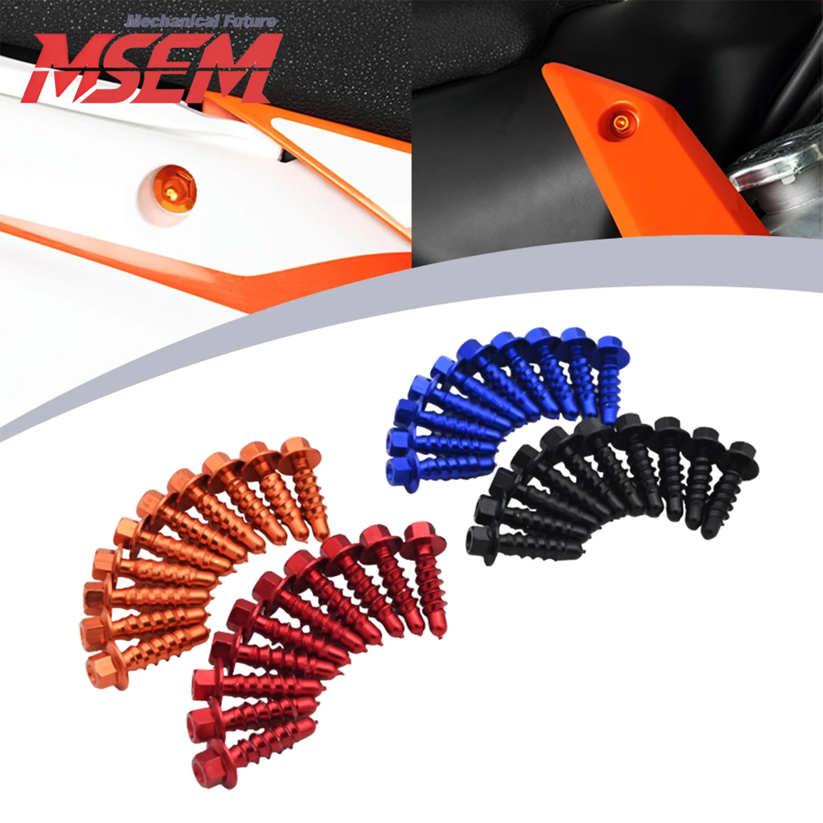 Image of Für KTM 125cc-530cc SX/SXF/XC/XCF/EXC Husaberg 85cc-610cc TE FE Universalteile 10-teiliges CNC-Aluminium Selbstschneidende Schrauben-Set