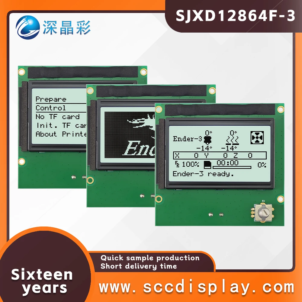 Hochwertiger SJXD12864F-3 FSTN positiver LCD-Bildschirm mit Knopf, chinesische Zeichenbibliothek, Punktmatrix, LCM-Anzeigemodul ST7920