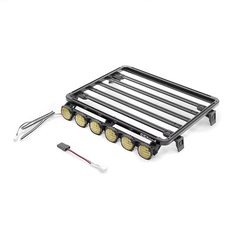 Roof Rack with yellow Lights for Enduro BUSHIDO Jimny RC Car. 1/10 Enduro Bushido Brushed Trail Truck Upgrade part