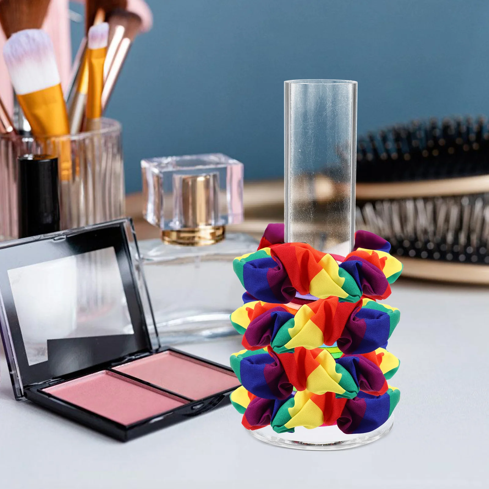 

Clear Scrunchie Holder Stand Acrylic Thick Durable Display Organizer For Hair Ties Bracelets Jewelry Storage Tower
