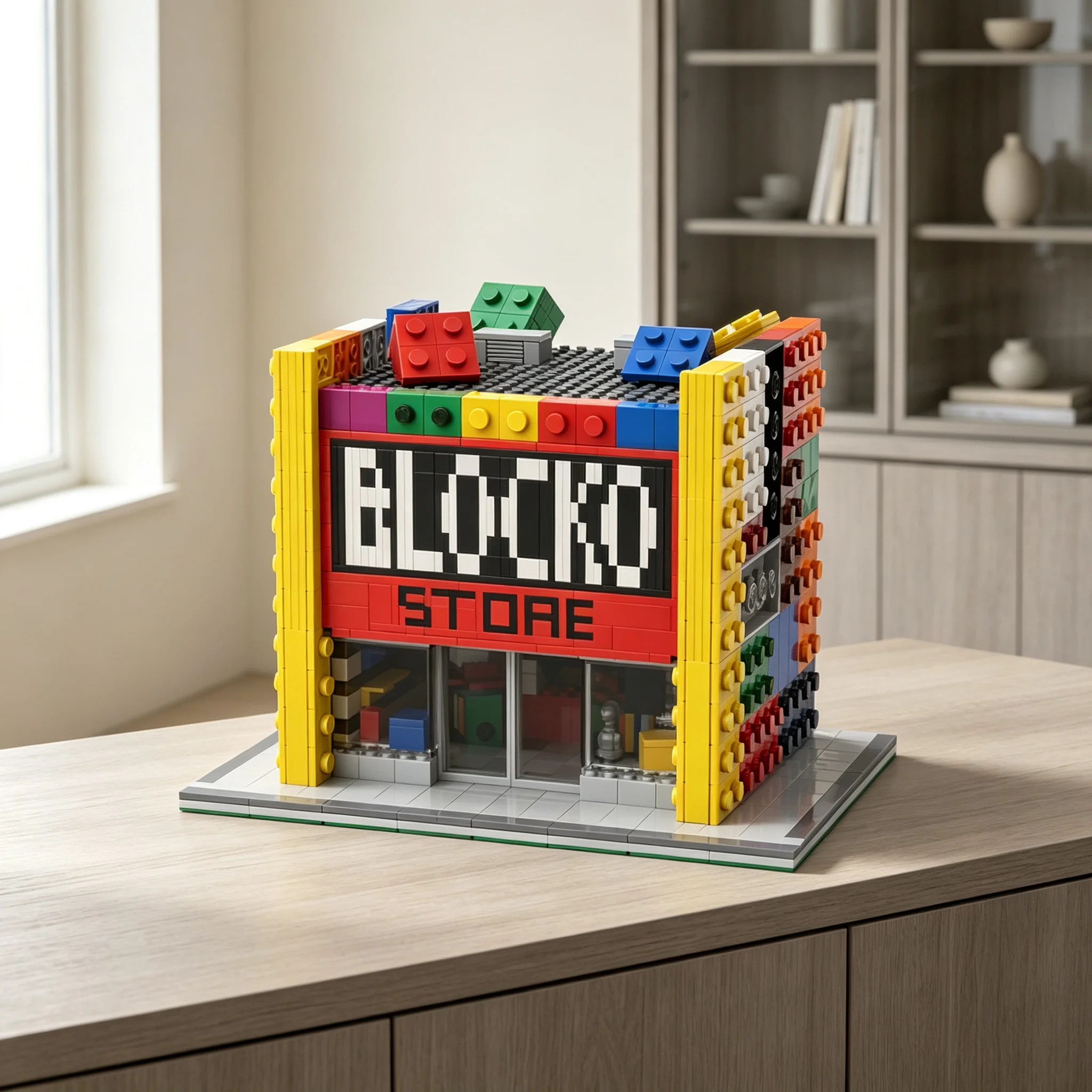 1714pcs MOC Town THE BLOCKO STORE - Simpson Model Building Blocks Construction Idea Education Brick Collection Birthday Assemble