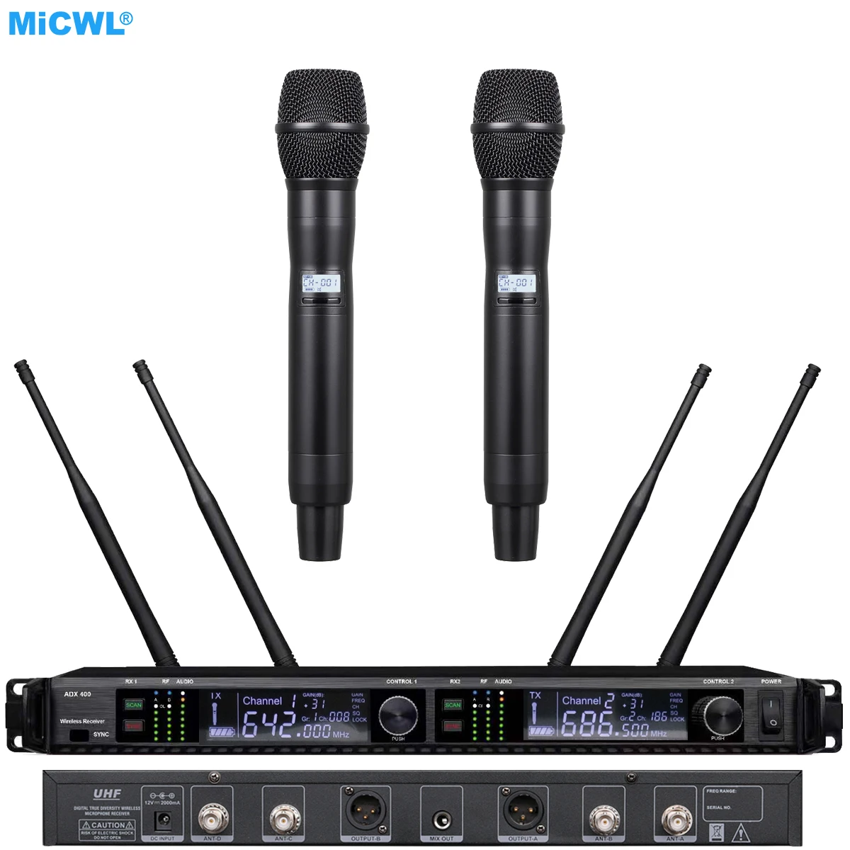 Original UHF Dual Channel AD4D DJ Karaoke Wireless Digital Microphone System 2 Betay87 Dynamic Handheld Mic Set AD4 Receiver