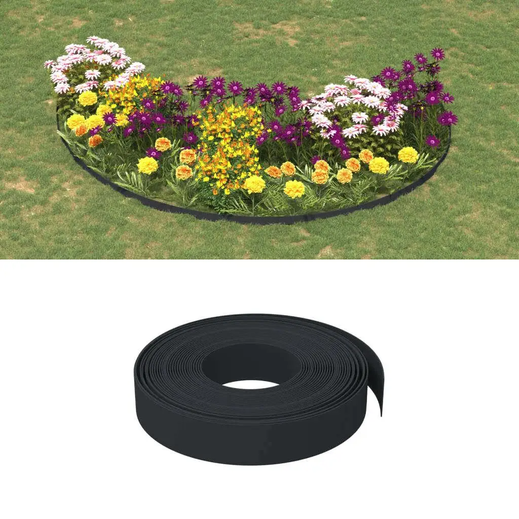 10m Black Polyethylene Garden Edging - Durable 10cm Landscape Border for Flowerbeds & Lawns