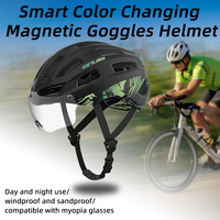 GUB PC+EPS Men's Bicycle Helmet with Magnetic Color Change Goggles Windproof Cycling Helmets Asian Fit Riding Helmet GB Safety
